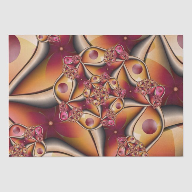 Farbiges Joy Abstrakt Red Orange Fantasy Fraktal Seidenpapier (Vorderseite)