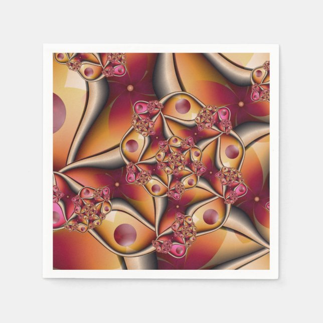 Farbiges Joy Abstrakt Red Orange Fantasy Fraktal Serviette (Vorderseite)