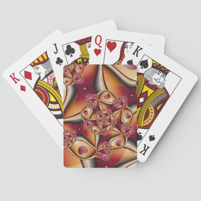 Farbiges Joy Abstrakt Red Orange Fantasy Fraktal Spielkarten (Rückseite)