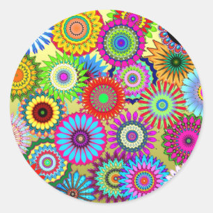 Farbiges Kaleidoskop-Muster Runder Aufkleber