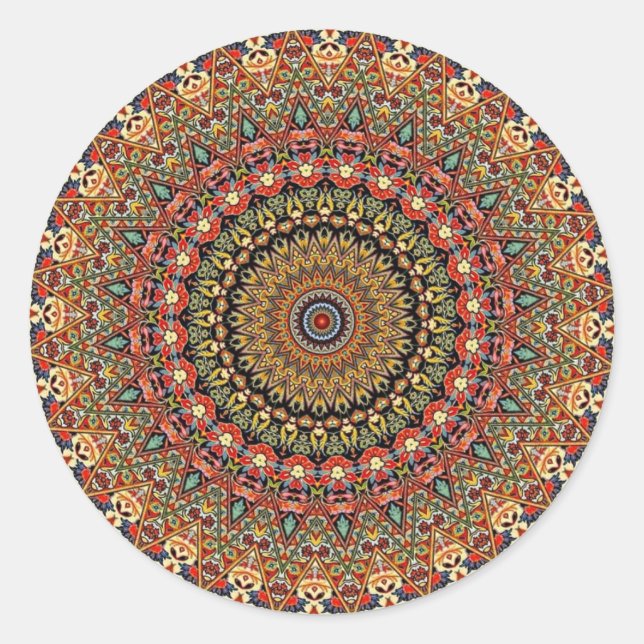 Farbiges Kaleidoskop Runder Aufkleber (Vorderseite)