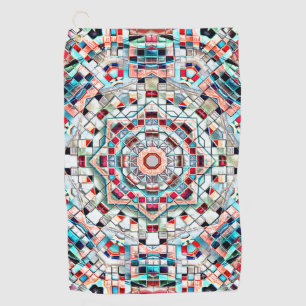 Farbiges Kaleidoskop von Fliesen mit grober Textur Golfhandtuch