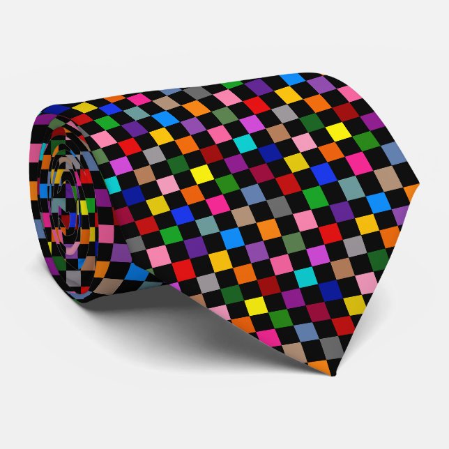 Farbiges Karomuster Design Schwarz  Krawatte (Gerollt)