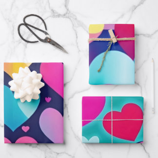 Farbiges Karton, flaches Set von 3 Geschenkpapier Set