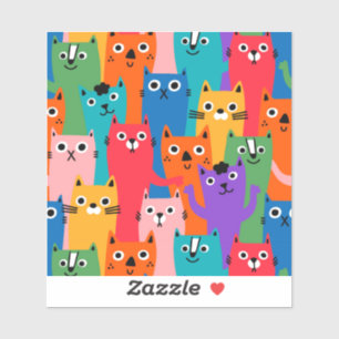 Farbiges Katzen Muster Aufkleber