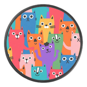 Farbiges Katzen Muster Eishockey Puck