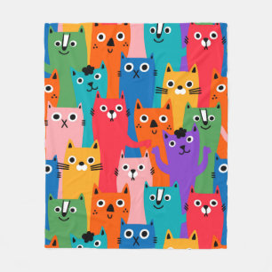 Farbiges Katzen-Muster Fleecedecke