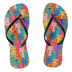 Farbiges Katzen Muster Flip Flops
