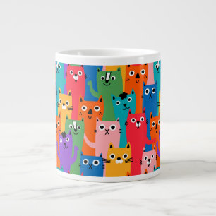 Farbiges Katzen-Muster Jumbo-Tasse