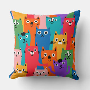 Farbiges Katzen Muster Kissen