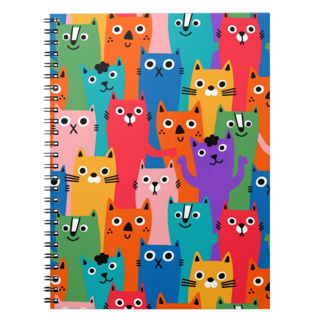 Farbiges Katzen Muster Notizblock (Vorderseite)