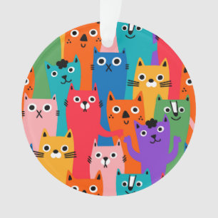 Farbiges Katzen Muster Ornament