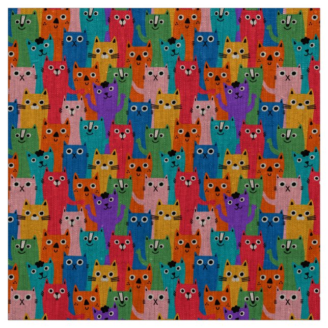 Farbiges Katzen Muster Stoff (Muster)