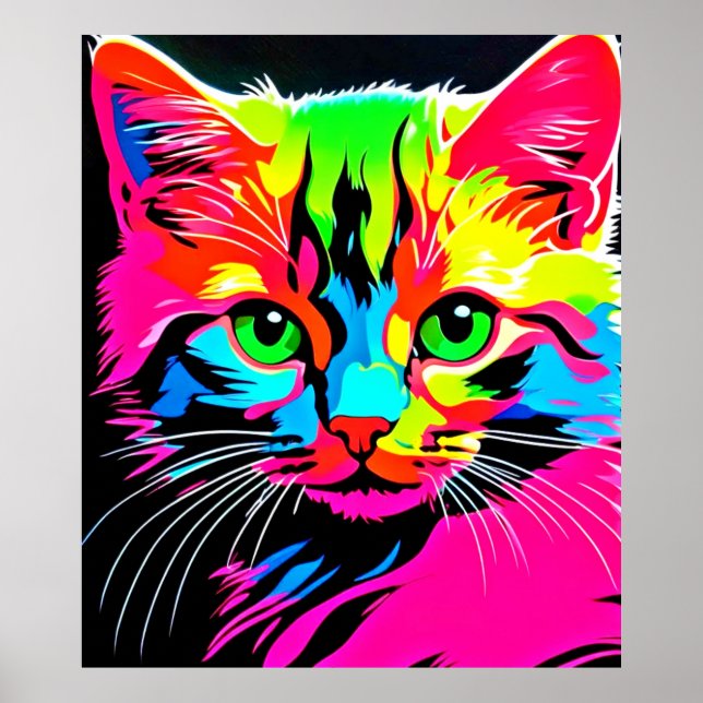 Farbiges Katzendesign Poster (Vorne)