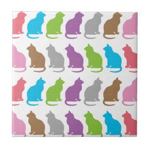 Farbiges Katzenmuster Fliese