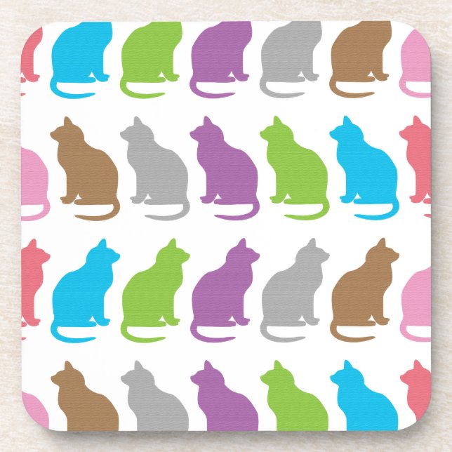 Farbiges Katzenmuster Getränkeuntersetzer (Vorderseite)