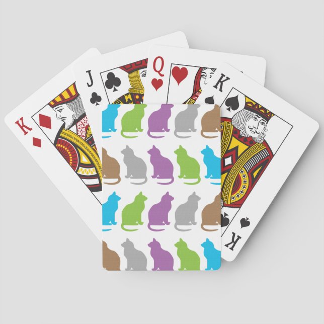 Farbiges Katzenmuster Spielkarten (Rückseite)