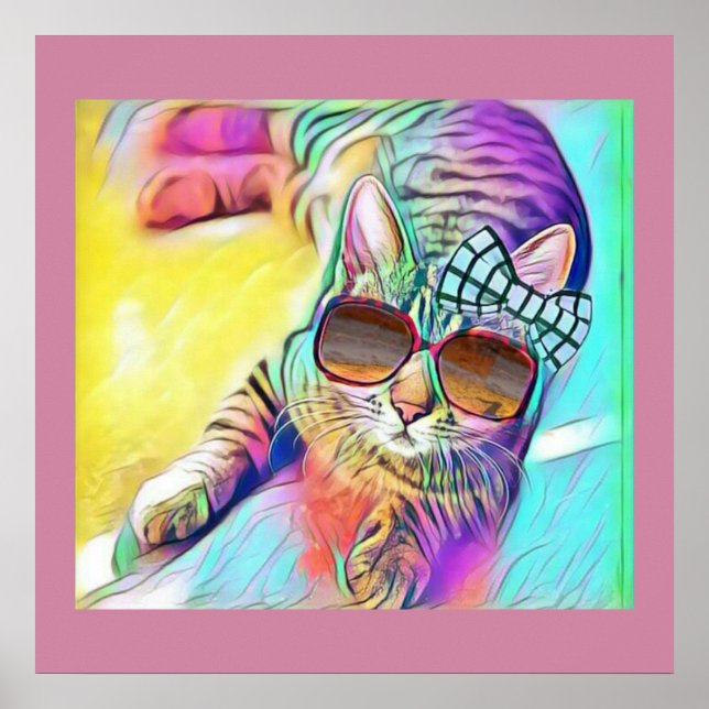 Farbiges Katzenposter Poster (Vorne)