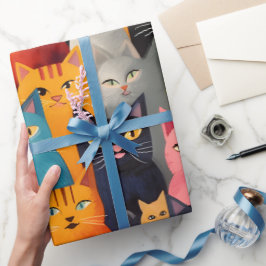 Farbiges Katzenwackelpapier Geschenkpapier