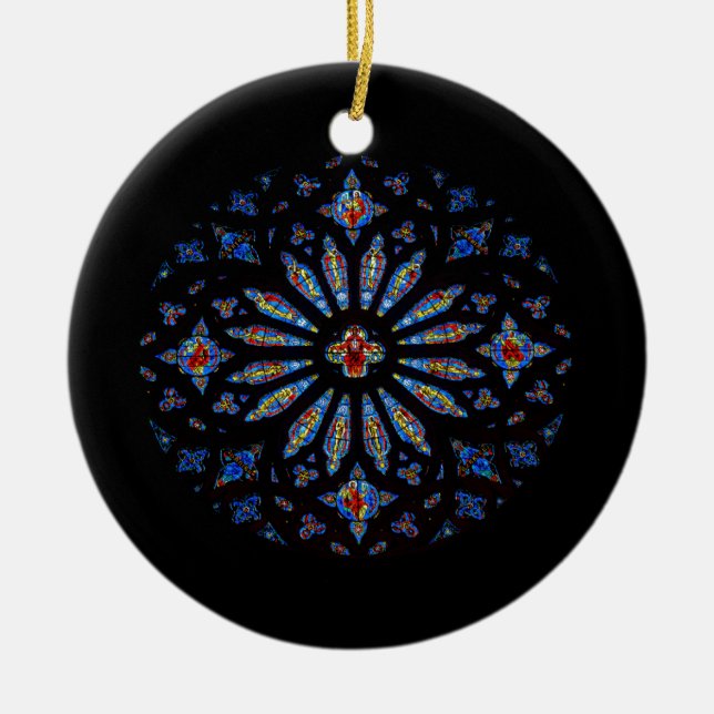 Farbiges Kirchenglas Keramik Ornament (Vorne)