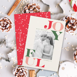 Farbiges klassisches Joyful Corners Typografy Foto Feiertagskarte