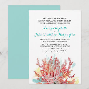 Farbiges Korallenriff Wasserfarbe  Hochzeit Einladung