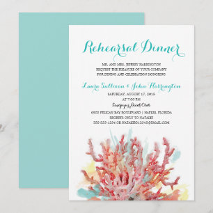 Farbiges Korallenriff Wasserfarbe  Probe Abendesse Einladung