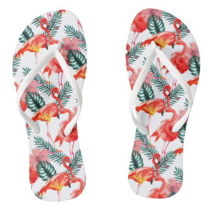 Farbiges Korallenrosa Flamingo-Muster Flip Flops