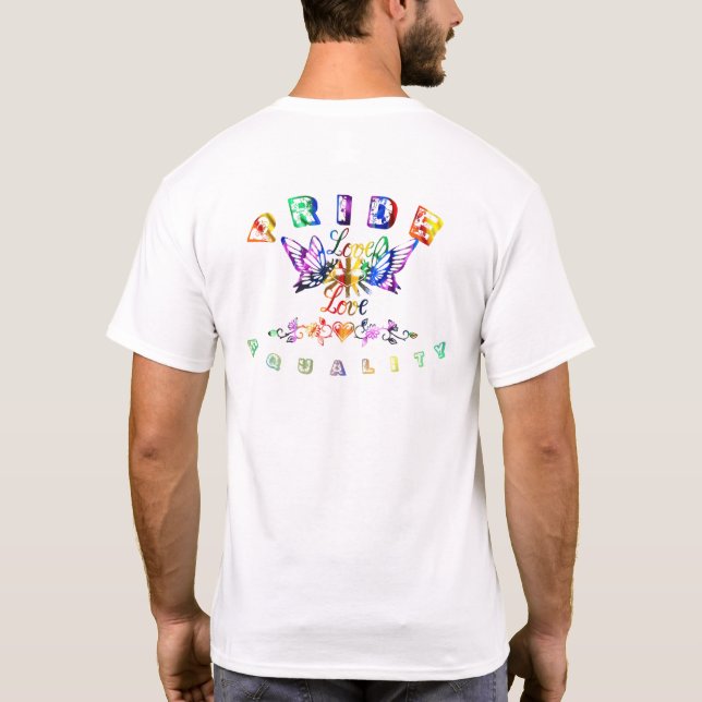 Farbiges Kreuz mit Liebe ist Liebe Schmetterlinge T-Shirt (Rückseite)