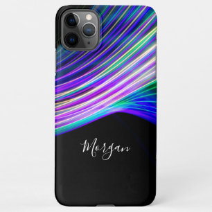 Farbiges kurvenreiches Licht, Name in weißer Schri iPhone 11Pro Max Hülle