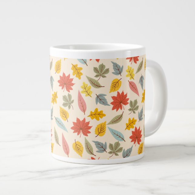 Farbiges Leaf Fall Pattern Jumbo-Tasse (Vorderseite Rechts)