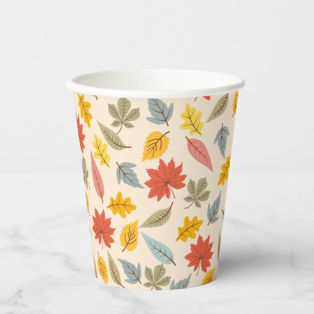 Farbiges Leaf Fall Pattern Pappbecher (Vorderseite)