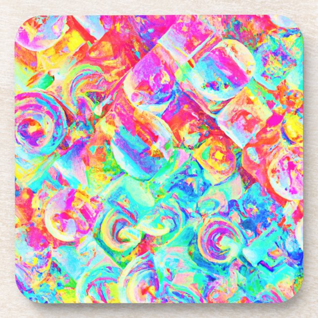 Farbiges, lebhaftes Abstraktionsmuster Getränkeuntersetzer (Vorderseite)