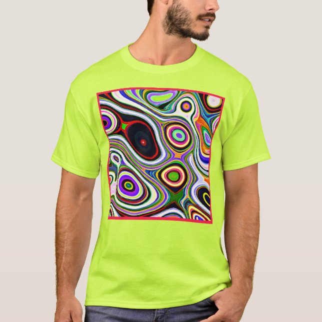 Farbiges, lebhaftes Abstraktionsmuster T-Shirt (Vorderseite)
