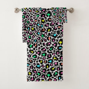 Farbiges Leopard-Muster Badhandtuch Set