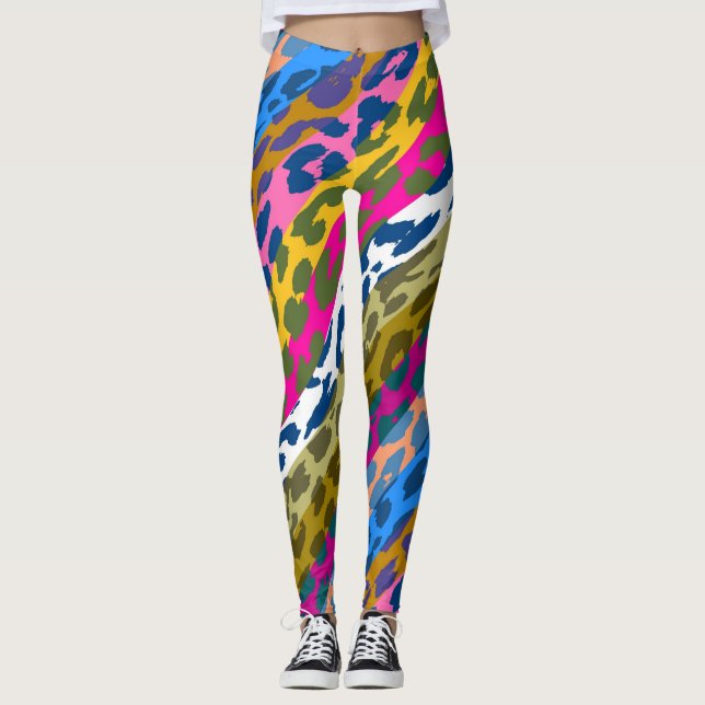Farbiges Leopard-Skin-Muster #29 Leggings (Vorderseite)