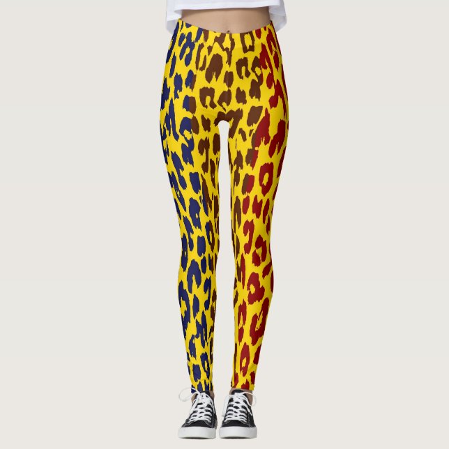 Farbiges Leopard-Skin-Muster #36 Leggings (Vorderseite)