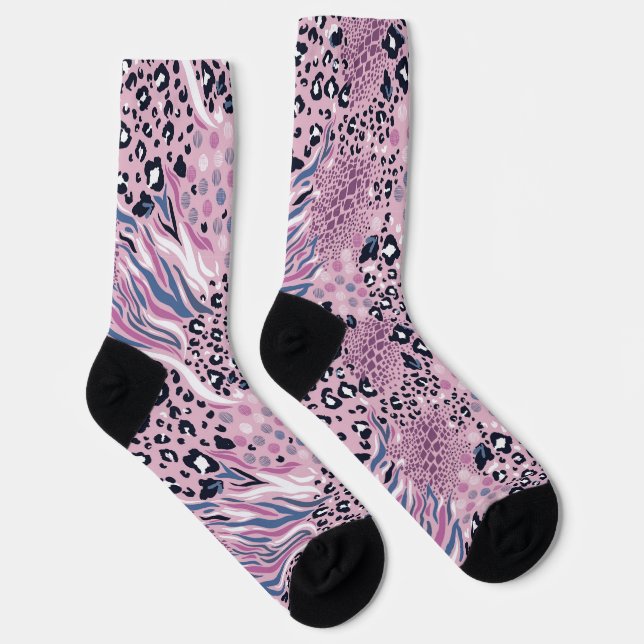 Farbiges Leopardenfell-Muster Socken (Rechts)