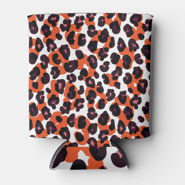 Farbiges Leopardenmuster: Nahtloses Design. Dosenkühler (Vorderseite)