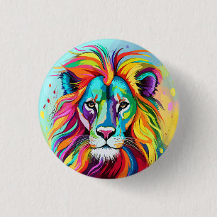 Farbiges Löwenkopportrait Button