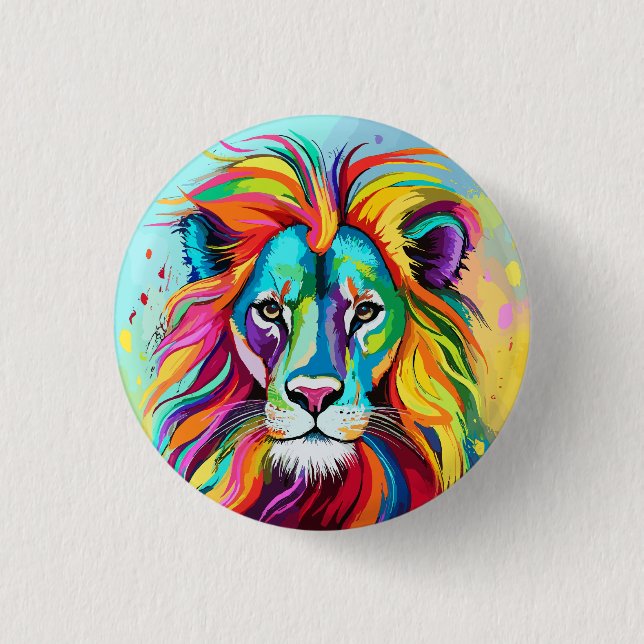 Farbiges Löwenkopportrait Button (Vorderseite)