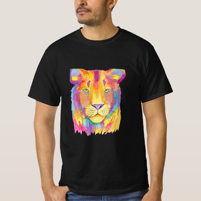 farbiges Löwenkunstlionendesign T-Shirt (Vorderseite)