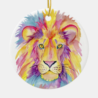Farbiges Löwenportrait Keramik Ornament