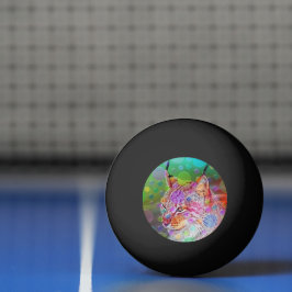 Farbiges Lynx-Portrait, abstrakte Kunst Tischtennisball