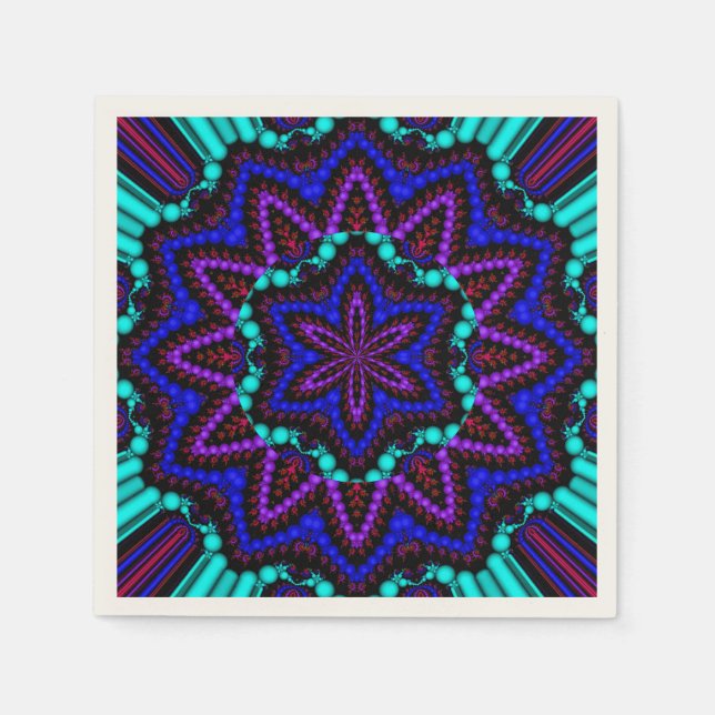 Farbiges Mandala Design Serviette (Vorderseite)