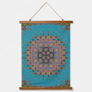 Farbiges Mandala-Muster Wandteppich Mit Holzrahmen