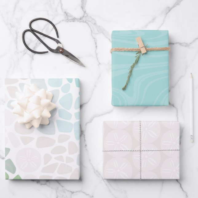 Farbiges Meerglas Geschenkpapier Set (Vorderseite)