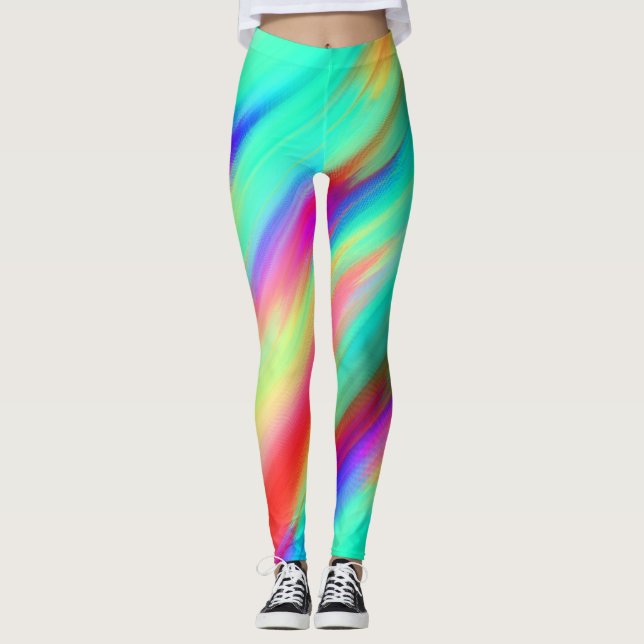 Farbiges mehrfarbiges Abstraktes Muster Leggings (Vorderseite)