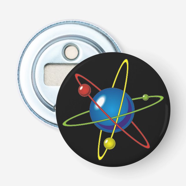 Farbiges Modell des Atom Flaschenöffner (Vorderseite)