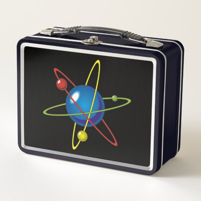 Farbiges Modell des Atom Metall Brotdose (Vorderseite)